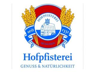Roter Kreis mit Getreidebündeln und Schrift Hofpfisterei