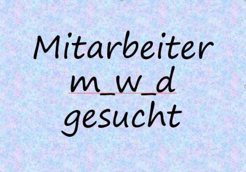 Das Bild zeigt den Text "Mitarbeiter m_w_d gesucht"